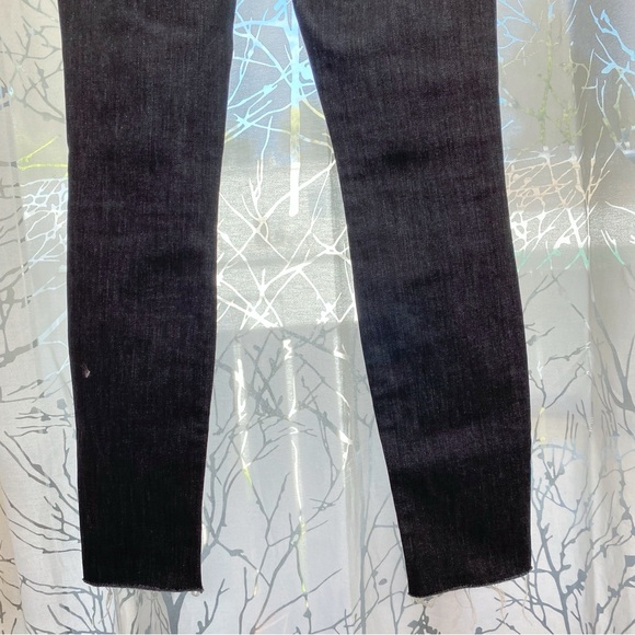 MOTHER STRETCH FADED BLACK DISTRESSED CRASH BURN LOOKER ANKLE FRAY SKINNY JEANS - Picture 8 of 13